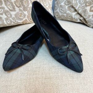 J. Crew | Flats | Green & Blue Plaid | 8